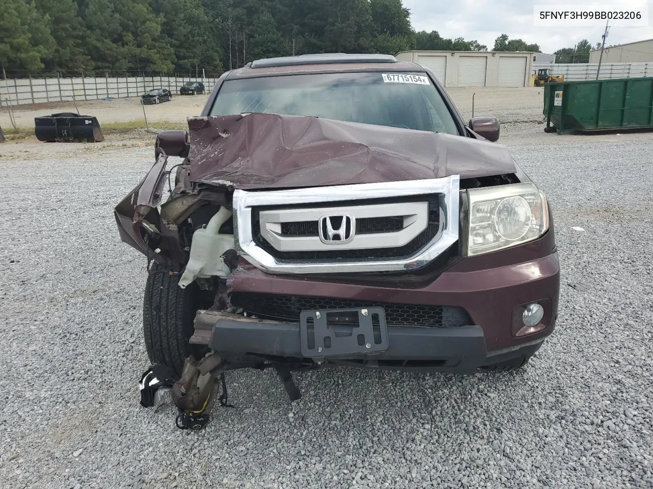 2011 Honda Pilot Touring VIN: 5FNYF3H99BB023206 Lot: 67715154