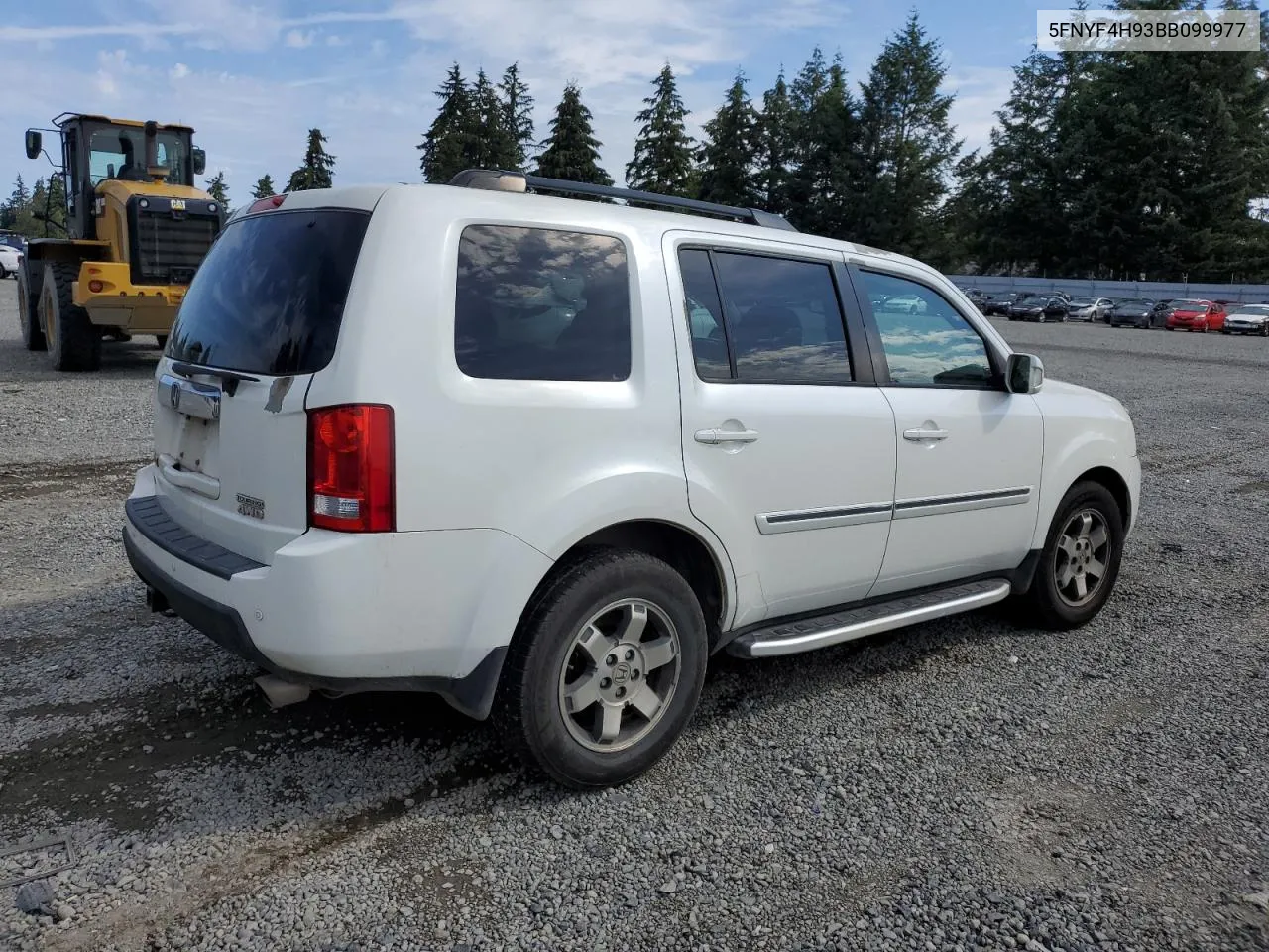 2011 Honda Pilot Touring VIN: 5FNYF4H93BB099977 Lot: 68088794