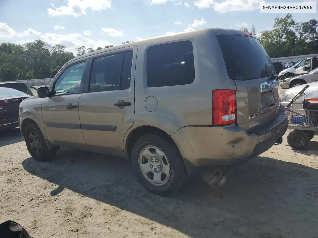 2011 Honda Pilot Lx VIN: 5FNYF4H29BB047966 Lot: 68234434