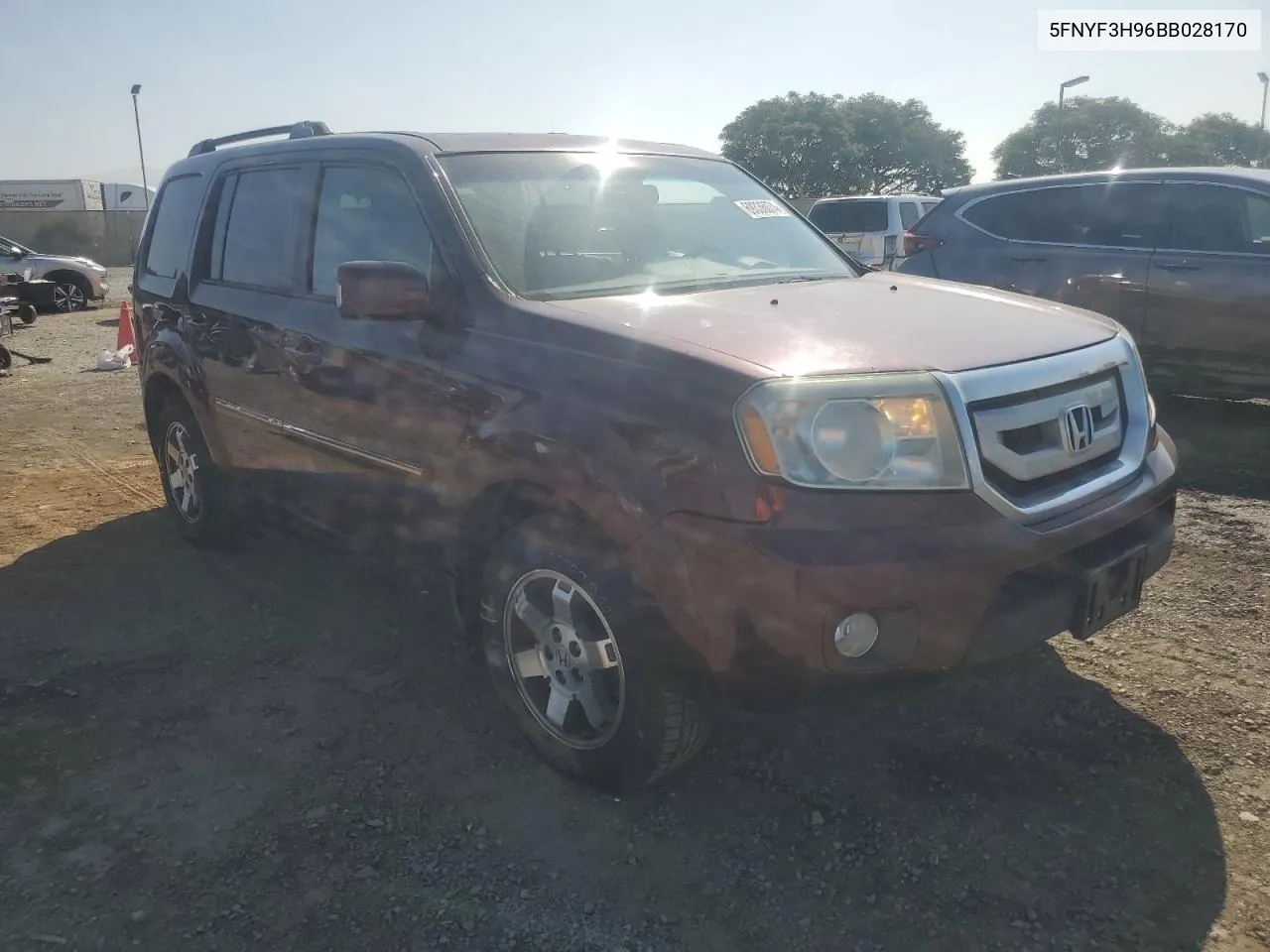 2011 Honda Pilot Touring VIN: 5FNYF3H96BB028170 Lot: 69336074