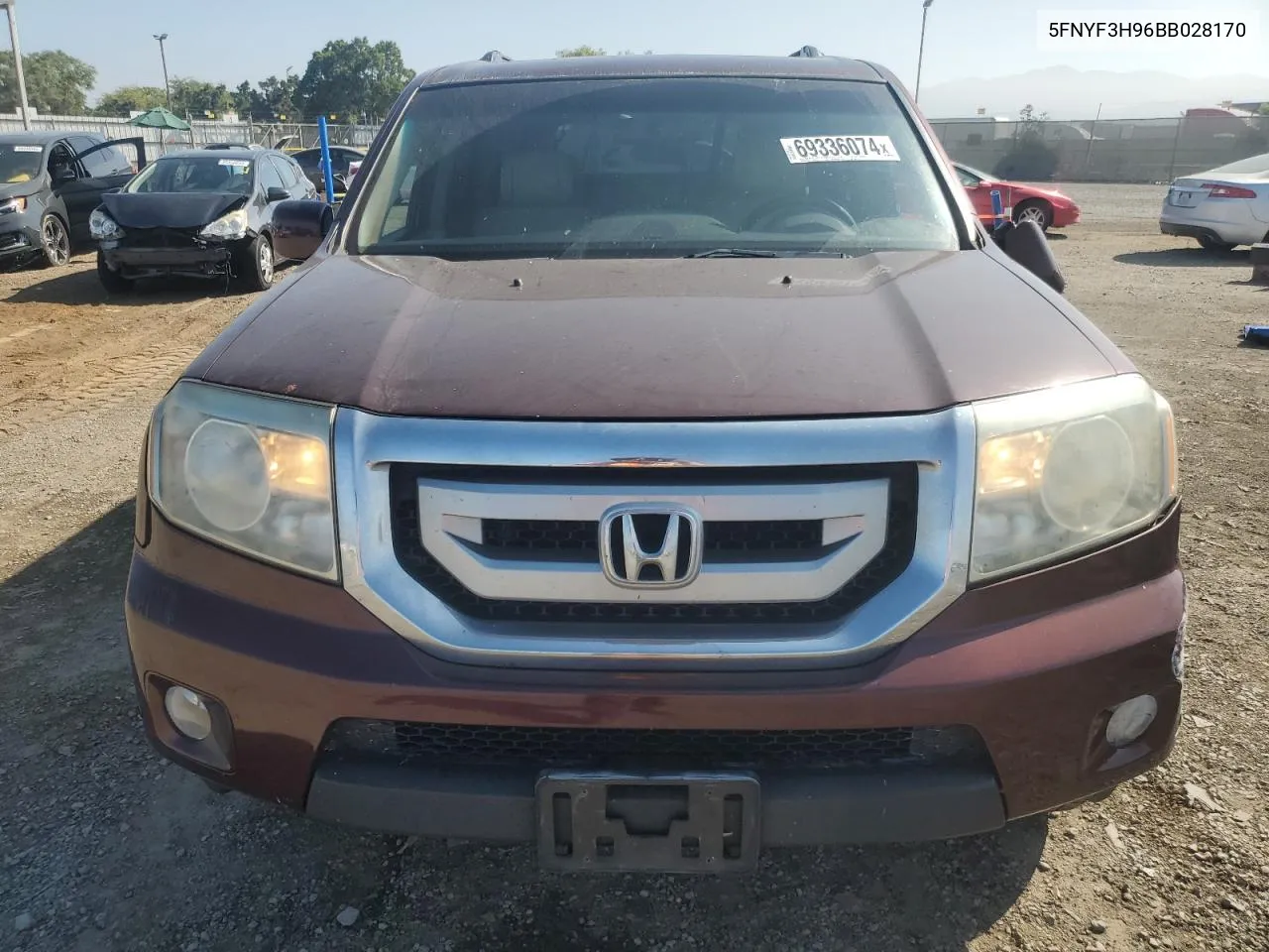 2011 Honda Pilot Touring VIN: 5FNYF3H96BB028170 Lot: 69336074