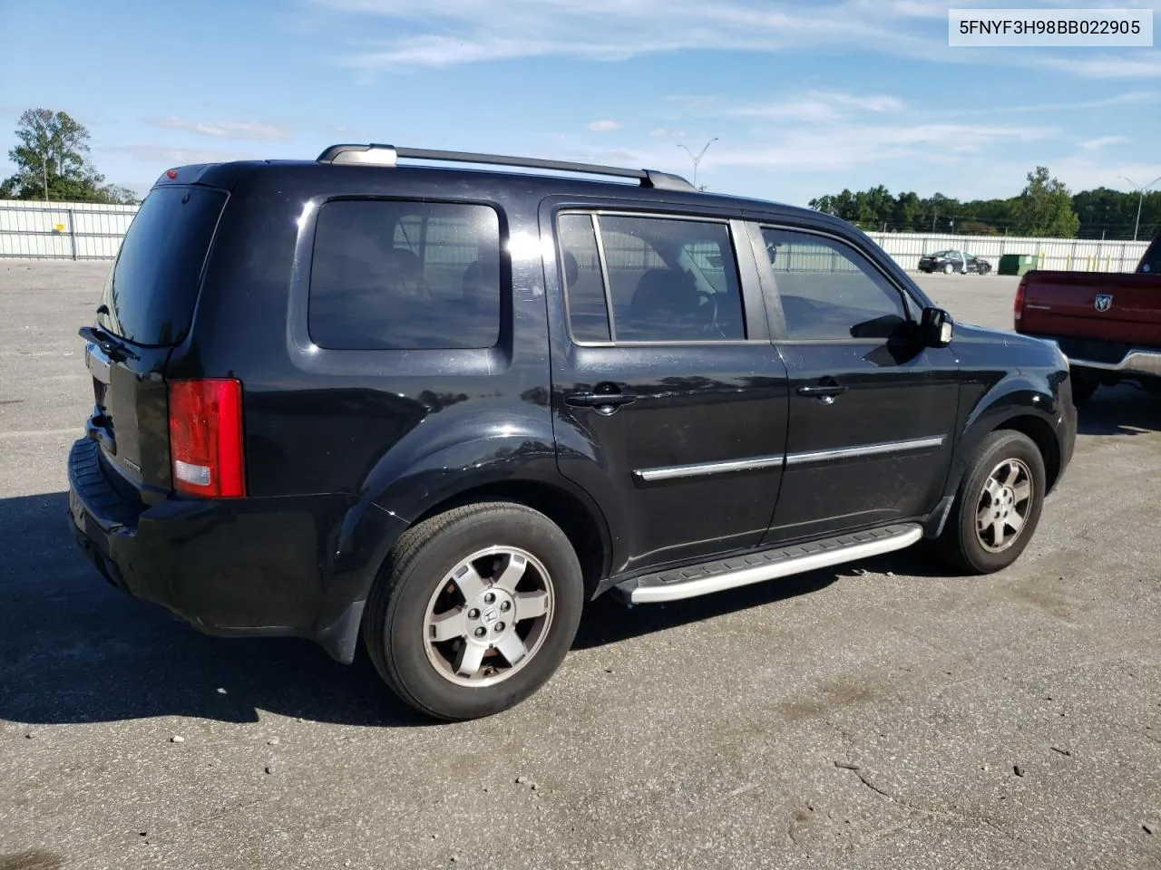 2011 Honda Pilot Touring VIN: 5FNYF3H98BB022905 Lot: 69941074