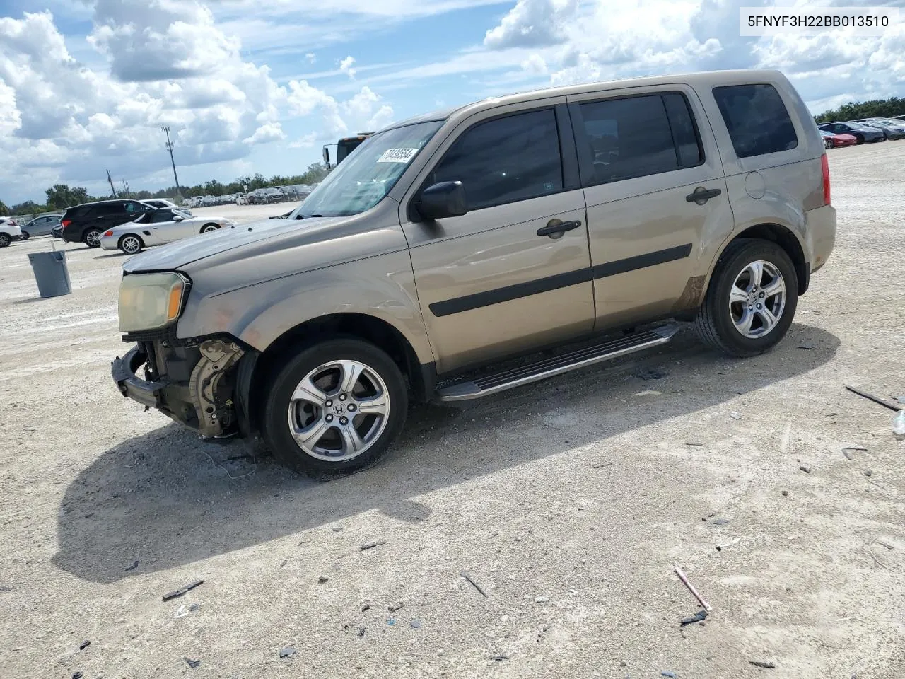 2011 Honda Pilot Lx VIN: 5FNYF3H22BB013510 Lot: 70438554