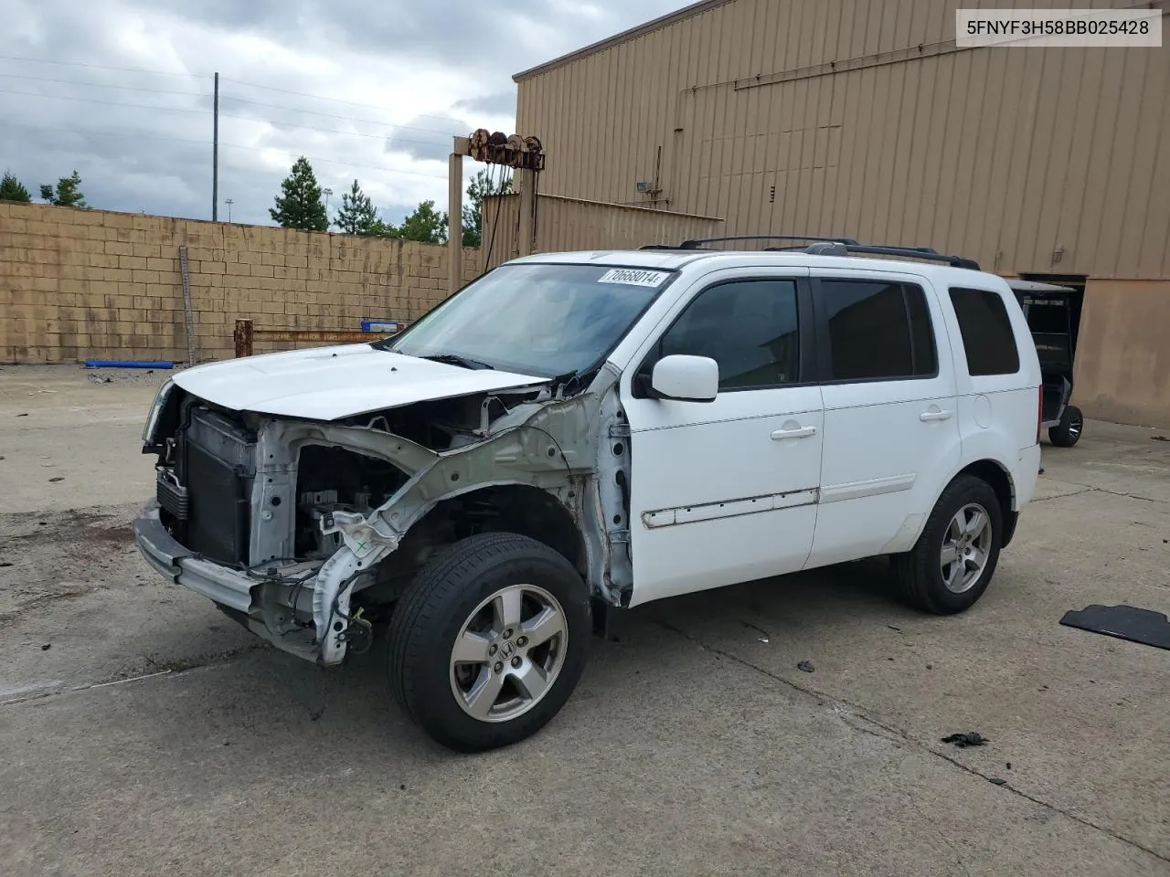 2011 Honda Pilot Exl VIN: 5FNYF3H58BB025428 Lot: 70668014