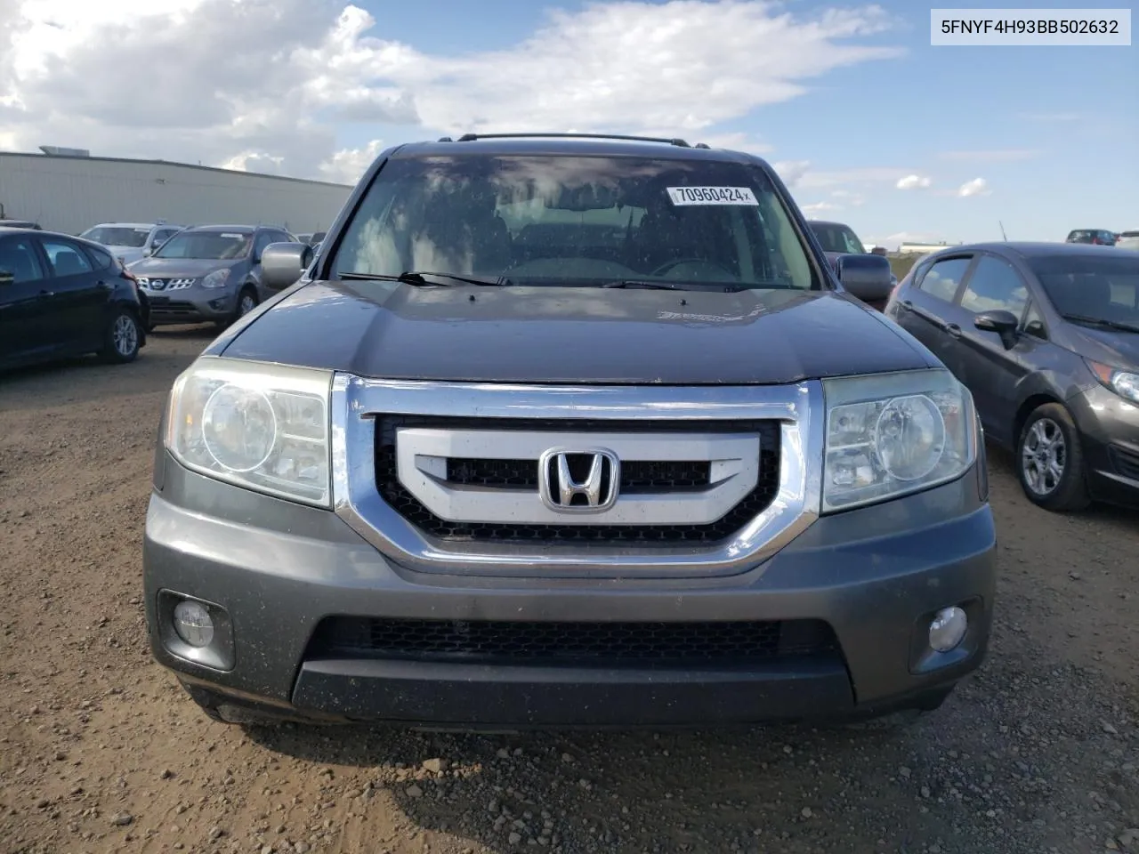 2011 Honda Pilot Touring VIN: 5FNYF4H93BB502632 Lot: 70960424