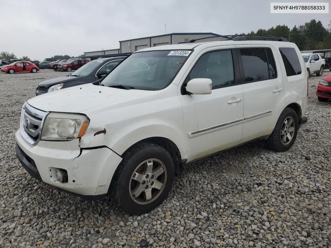 2011 Honda Pilot Touring VIN: 5FNYF4H97BB058333 Lot: 72013204