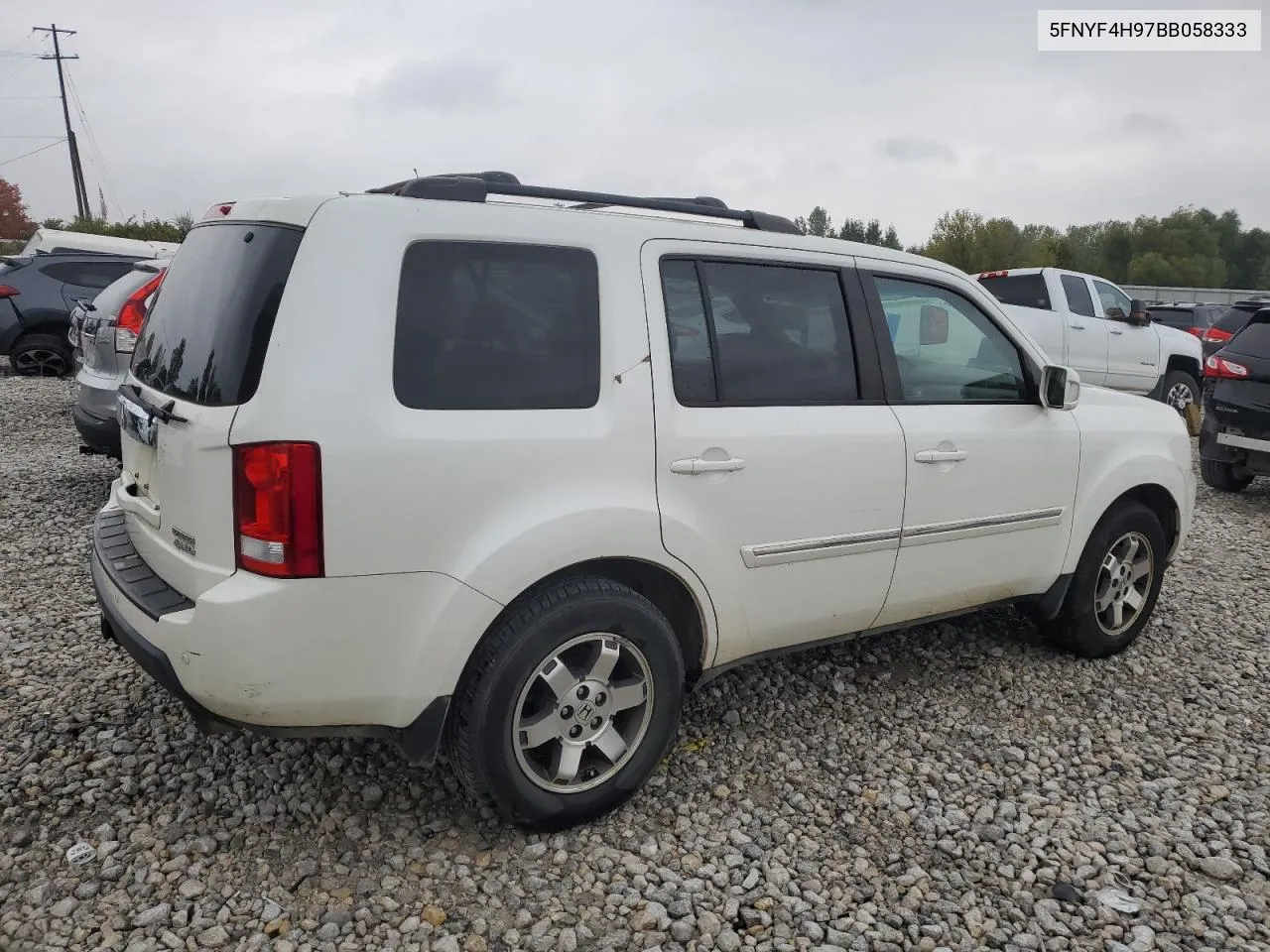 2011 Honda Pilot Touring VIN: 5FNYF4H97BB058333 Lot: 72013204