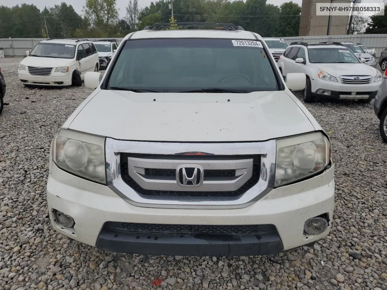 2011 Honda Pilot Touring VIN: 5FNYF4H97BB058333 Lot: 72013204