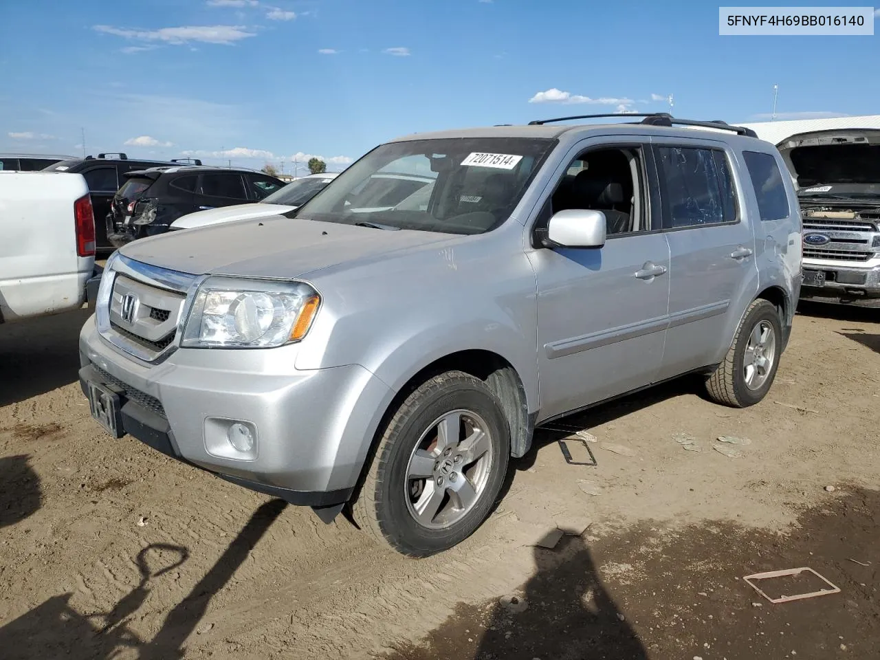 2011 Honda Pilot Exl VIN: 5FNYF4H69BB016140 Lot: 72071514