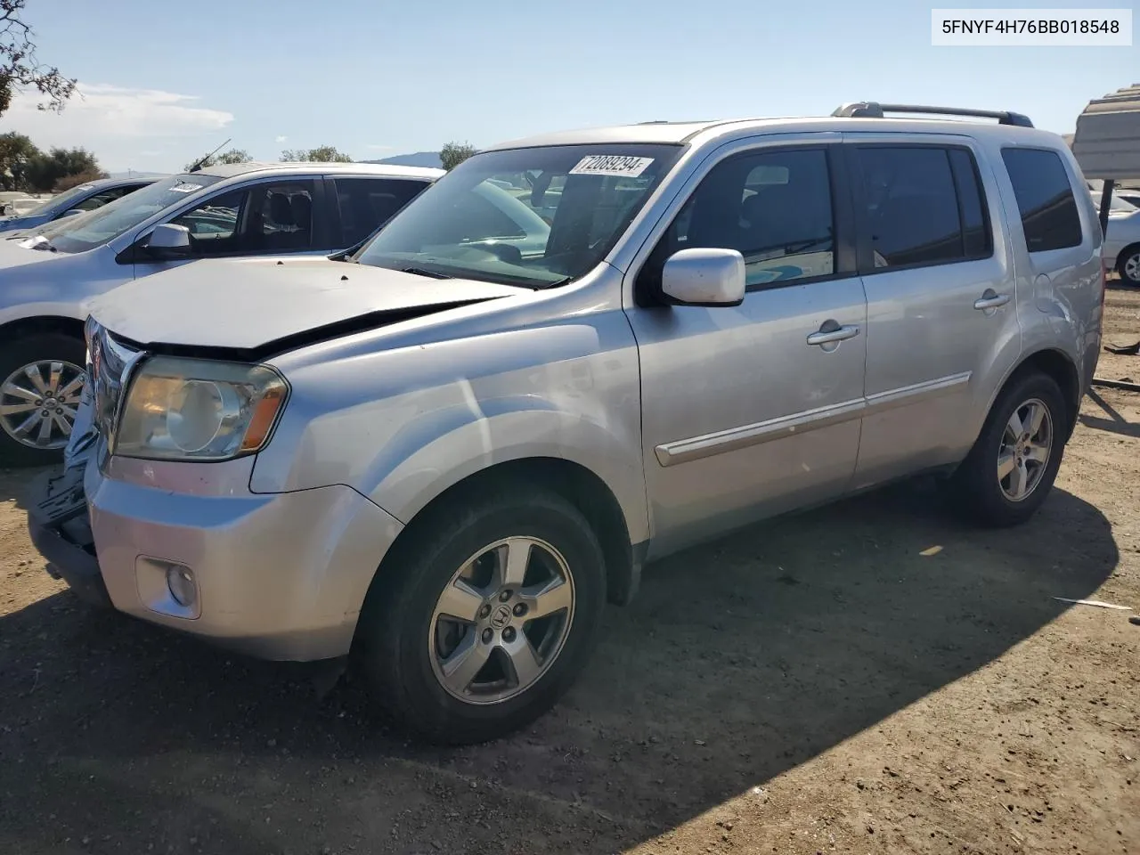 2011 Honda Pilot Exln VIN: 5FNYF4H76BB018548 Lot: 72089294