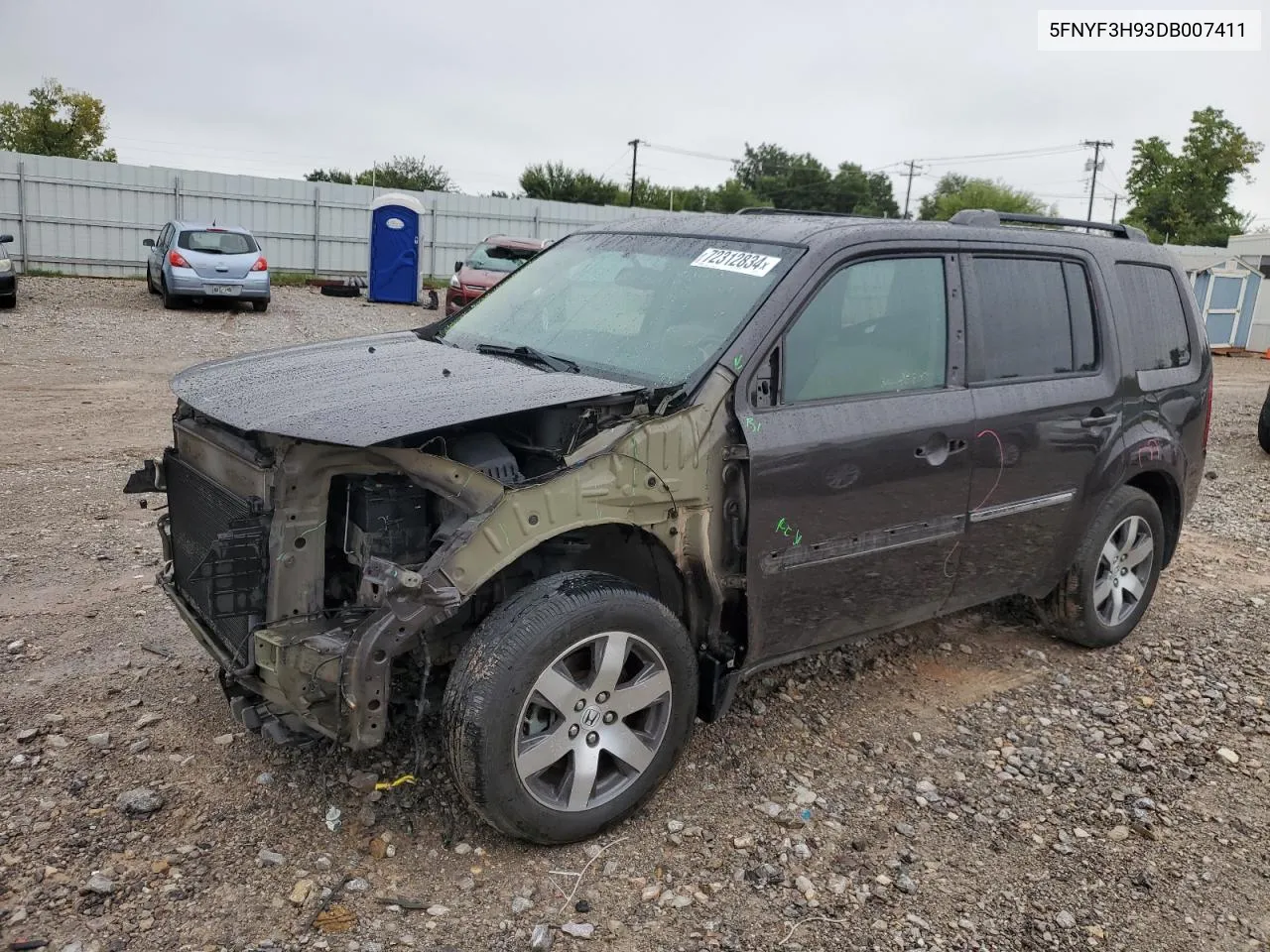 2011 Honda Pilot Touring VIN: 5FNYF3H93DB007411 Lot: 72312834