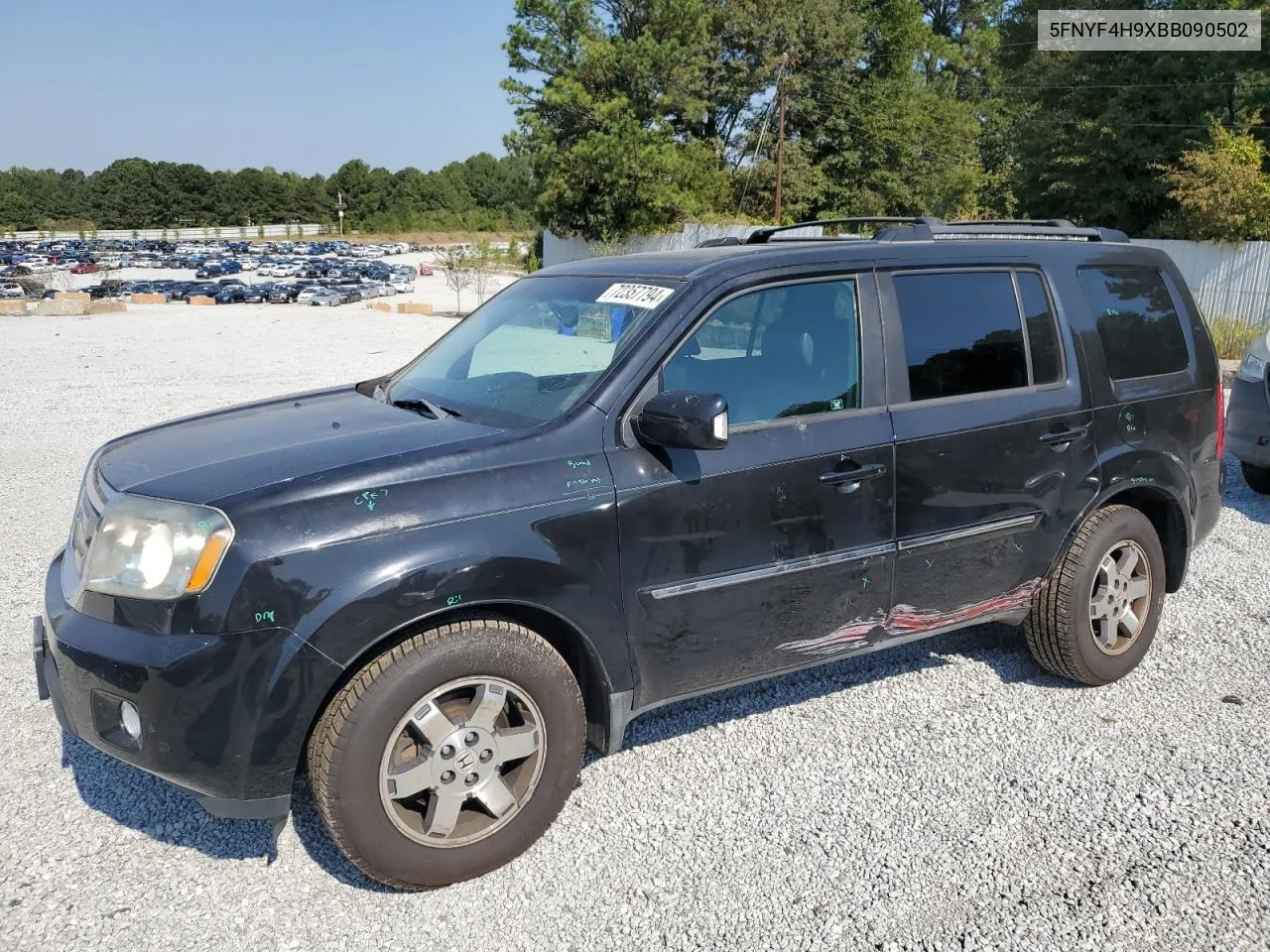 2011 Honda Pilot Touring VIN: 5FNYF4H9XBB090502 Lot: 72357794