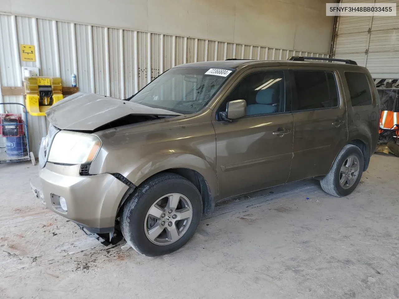 2011 Honda Pilot Ex VIN: 5FNYF3H48BB033455 Lot: 72366604