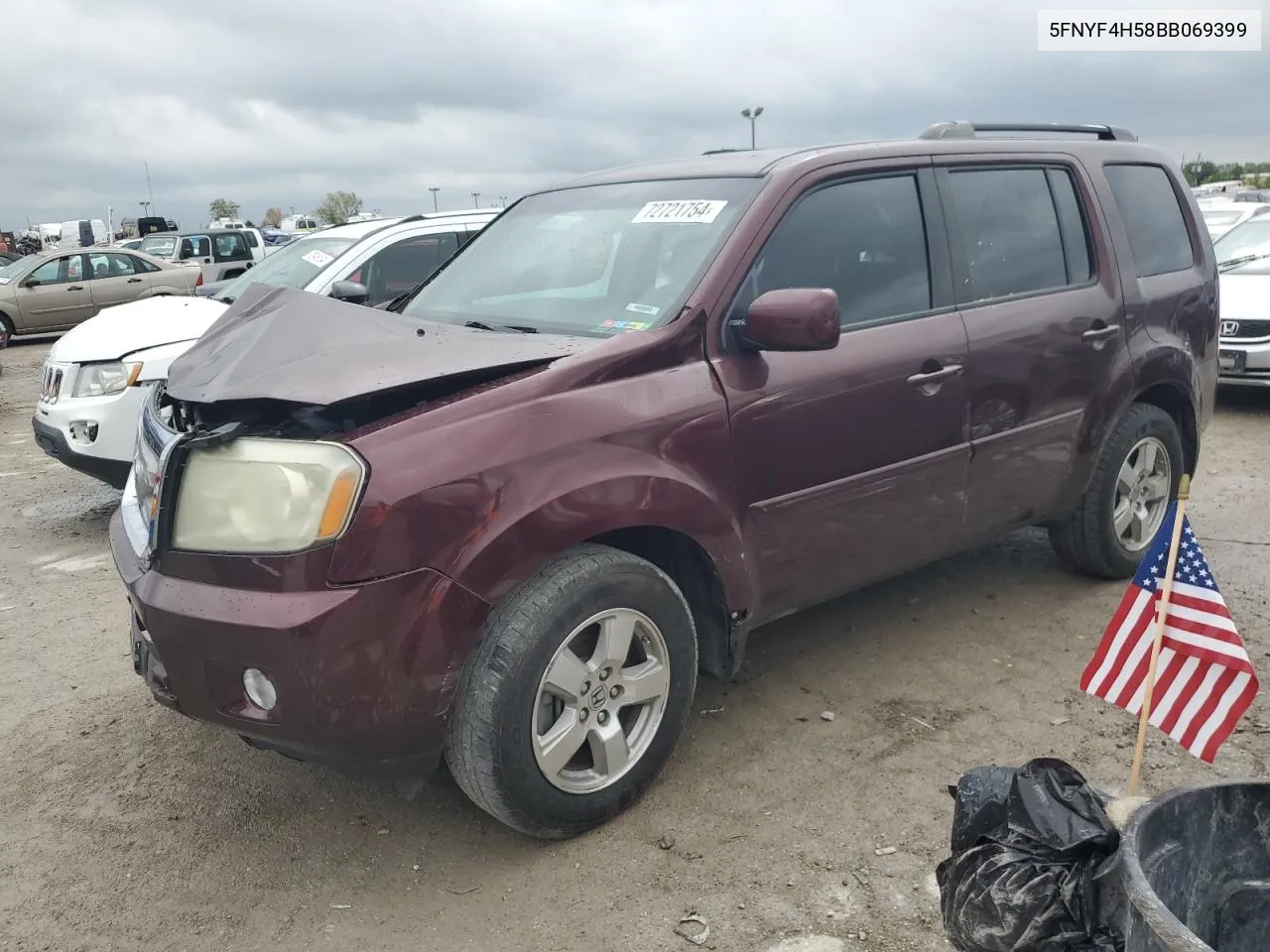 5FNYF4H58BB069399 2011 Honda Pilot Exl