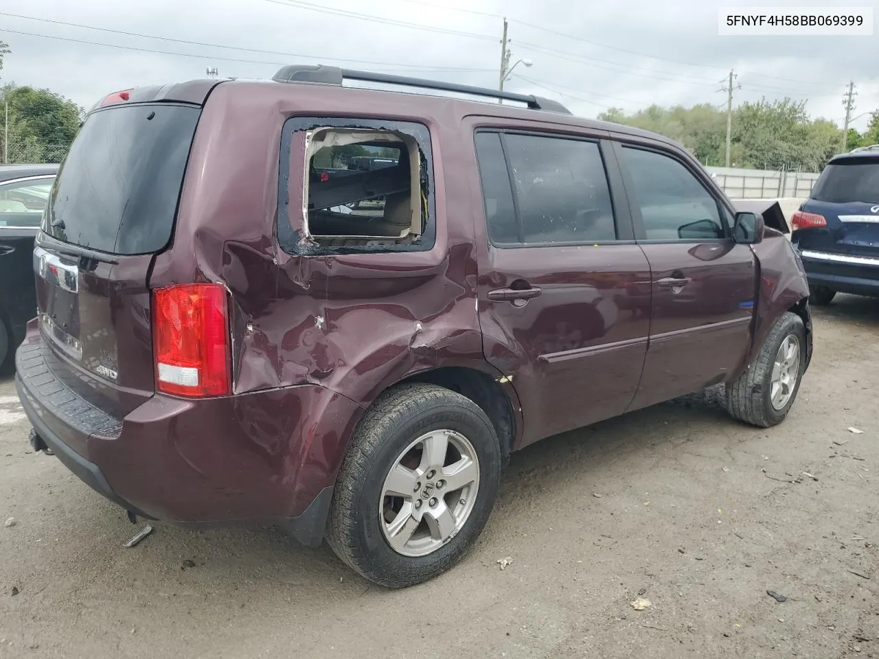 2011 Honda Pilot Exl VIN: 5FNYF4H58BB069399 Lot: 72721754