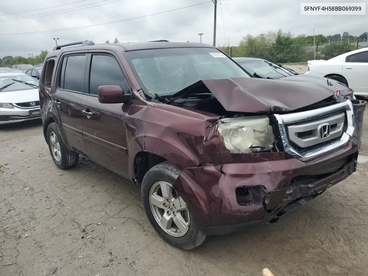 2011 Honda Pilot Exl VIN: 5FNYF4H58BB069399 Lot: 72721754