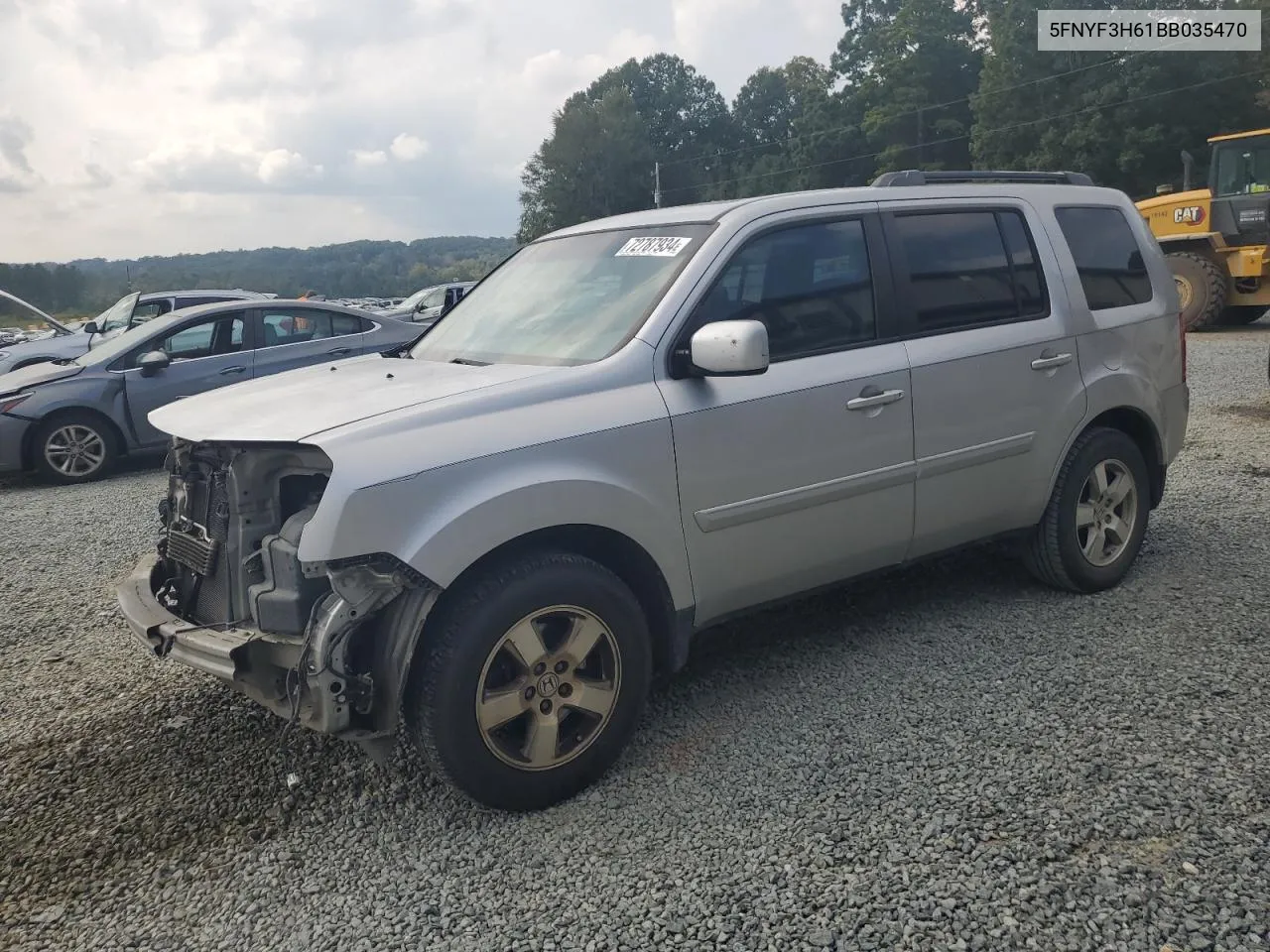 2011 Honda Pilot Exl VIN: 5FNYF3H61BB035470 Lot: 72787934