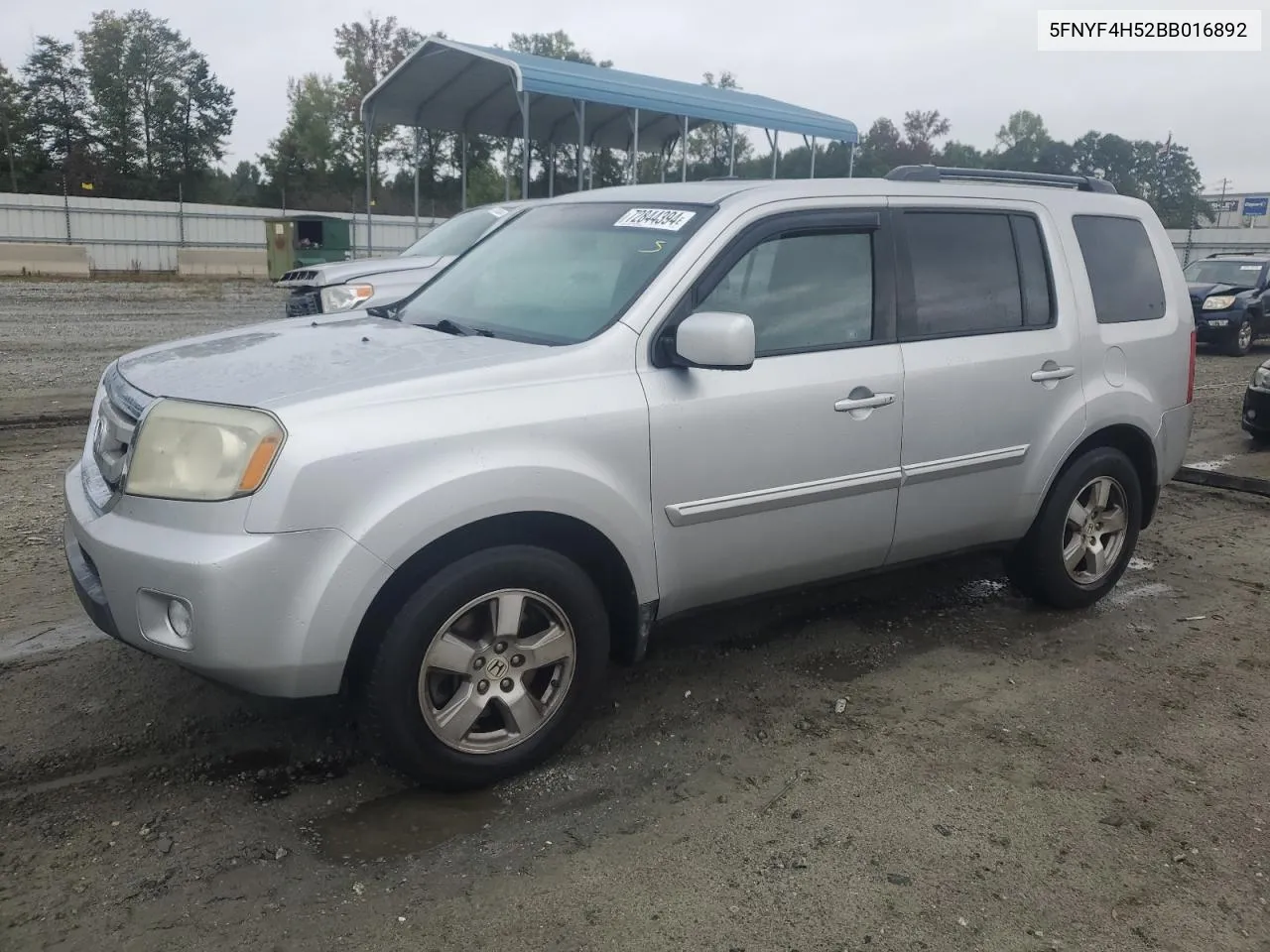 2011 Honda Pilot Exl VIN: 5FNYF4H52BB016892 Lot: 72844394