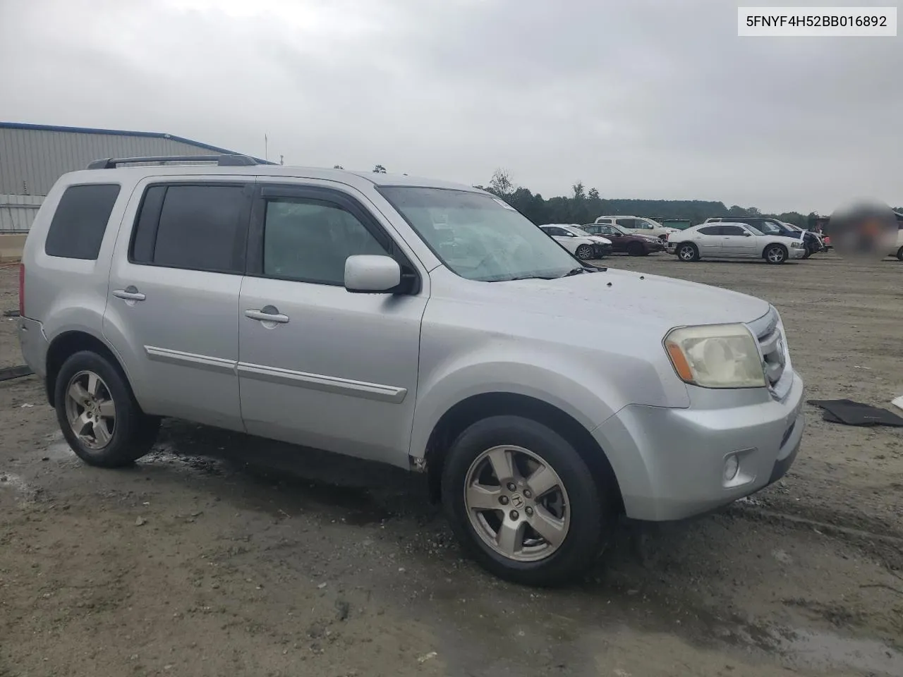 2011 Honda Pilot Exl VIN: 5FNYF4H52BB016892 Lot: 72844394