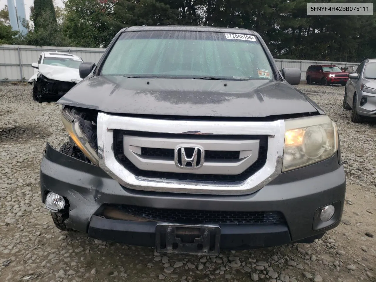 2011 Honda Pilot Ex VIN: 5FNYF4H42BB075111 Lot: 72845104