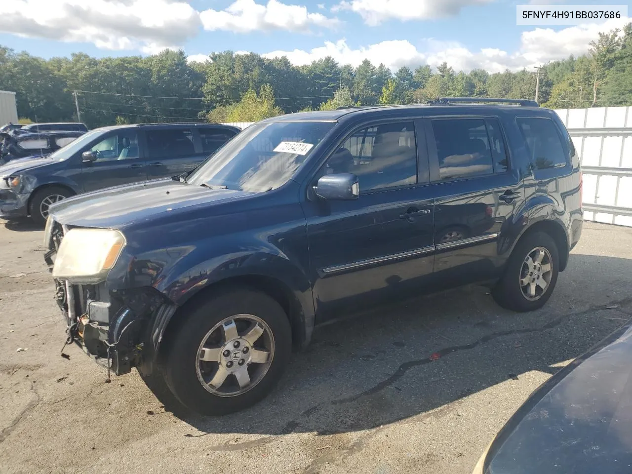 2011 Honda Pilot Touring VIN: 5FNYF4H91BB037686 Lot: 73134274