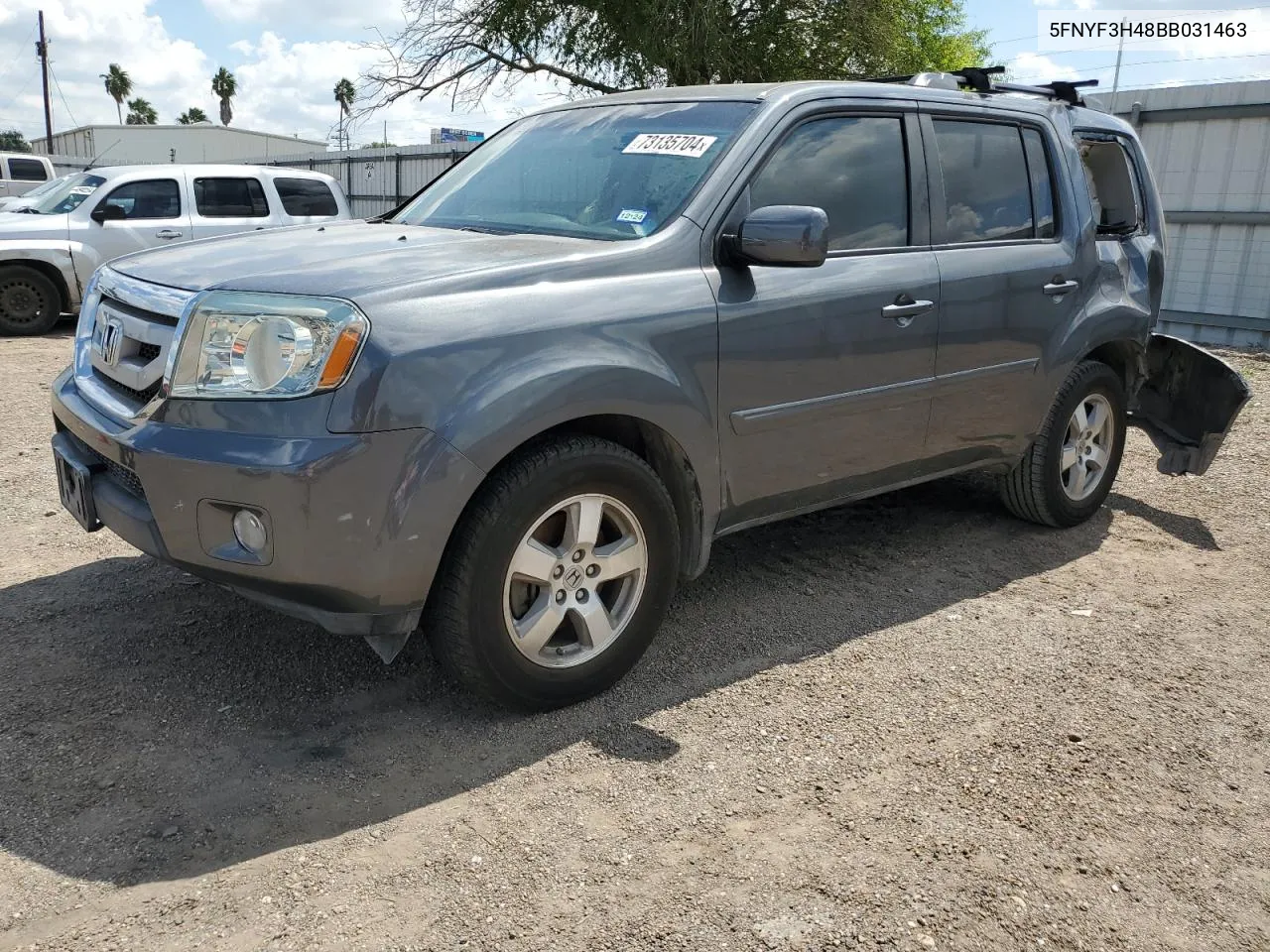 2011 Honda Pilot Ex VIN: 5FNYF3H48BB031463 Lot: 73135704