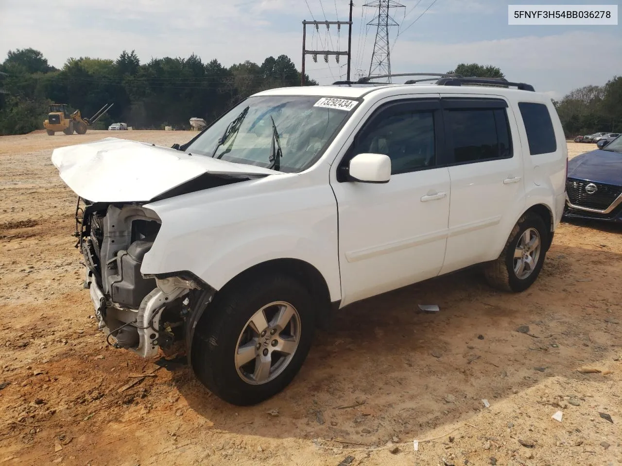 2011 Honda Pilot Exl VIN: 5FNYF3H54BB036278 Lot: 73292434