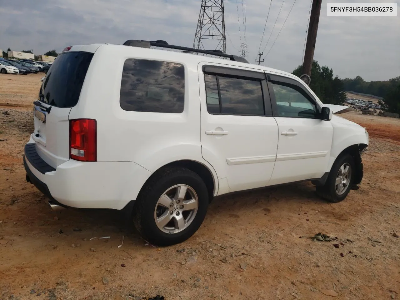 2011 Honda Pilot Exl VIN: 5FNYF3H54BB036278 Lot: 73292434