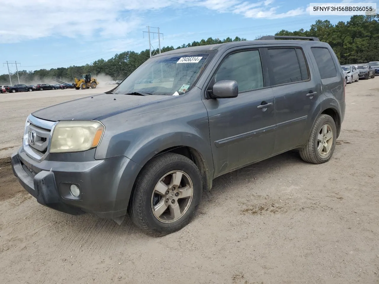 5FNYF3H56BB036055 2011 Honda Pilot Exl