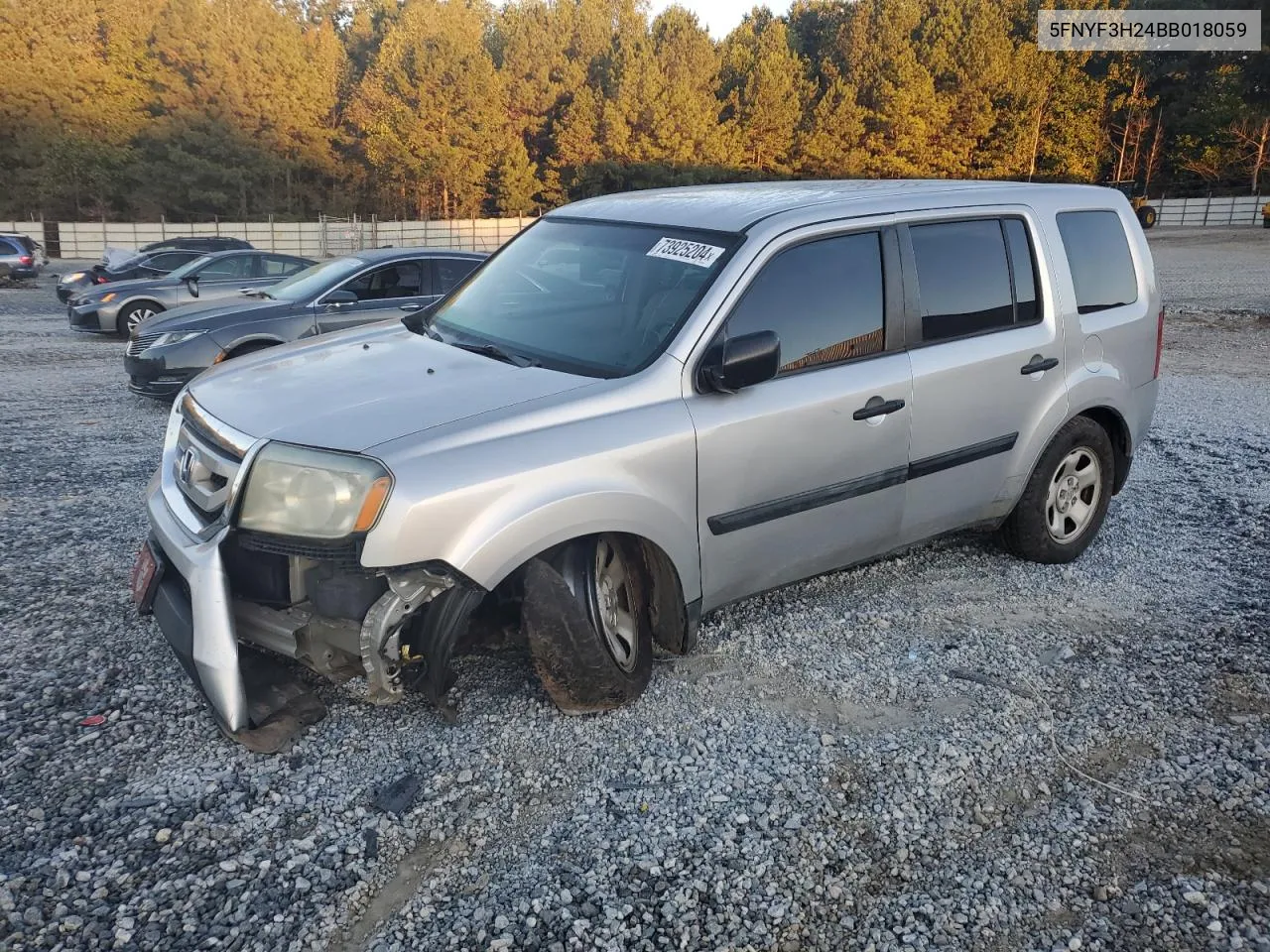 2011 Honda Pilot Lx VIN: 5FNYF3H24BB018059 Lot: 73925204