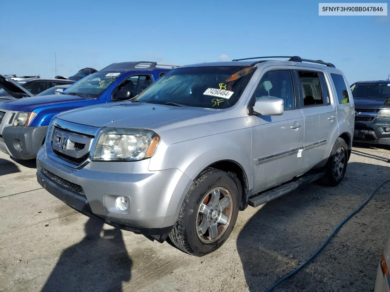 2011 Honda Pilot Touring VIN: 5FNYF3H90BB047846 Lot: 74260464