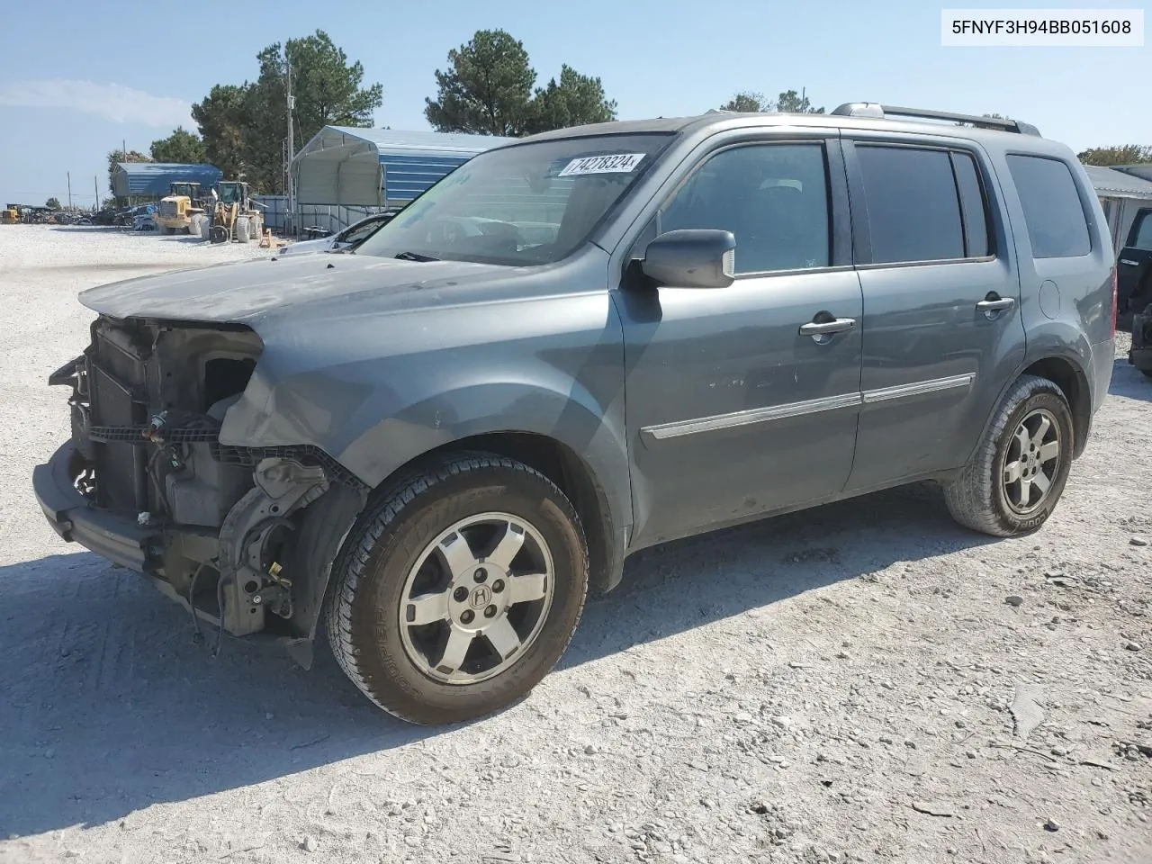 2011 Honda Pilot Touring VIN: 5FNYF3H94BB051608 Lot: 74278324