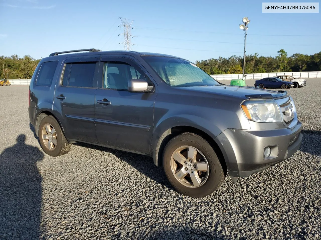 2011 Honda Pilot Ex VIN: 5FNYF4H47BB075086 Lot: 74315654