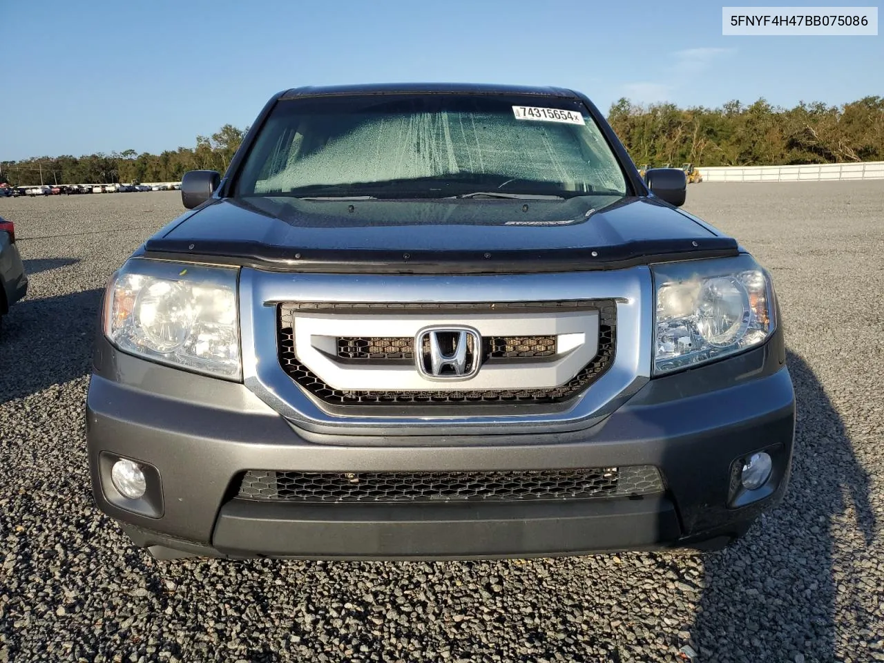 2011 Honda Pilot Ex VIN: 5FNYF4H47BB075086 Lot: 74315654