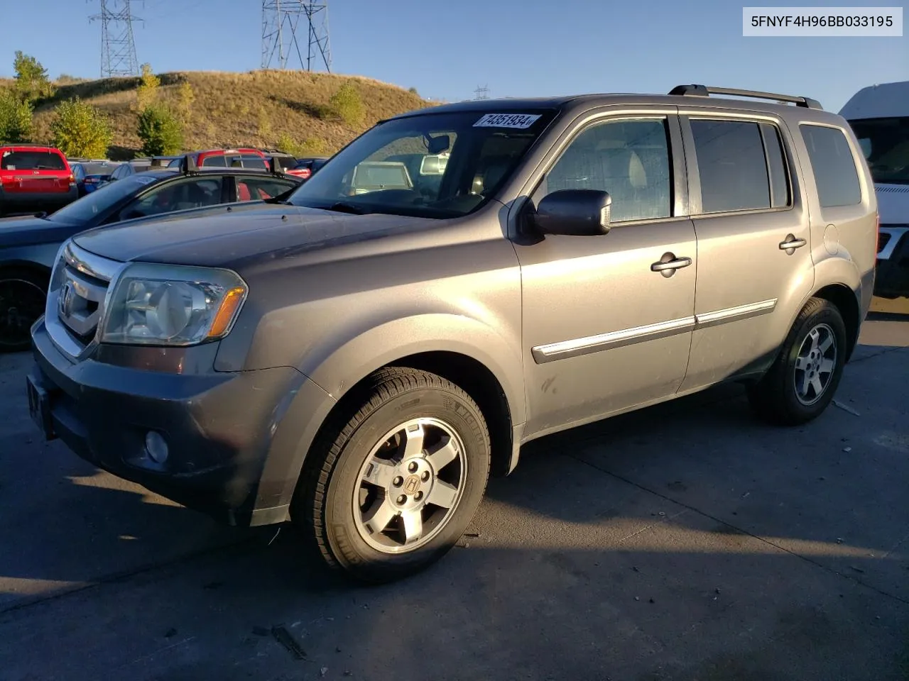 2011 Honda Pilot Touring VIN: 5FNYF4H96BB033195 Lot: 74351934