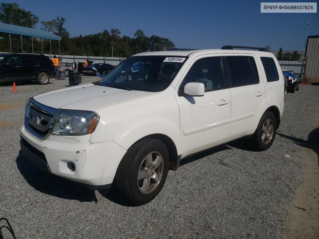 2011 Honda Pilot Exl VIN: 5FNYF4H56BB037826 Lot: 74384104