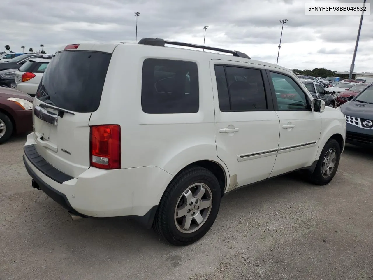 2011 Honda Pilot Touring VIN: 5FNYF3H98BB048632 Lot: 74462334