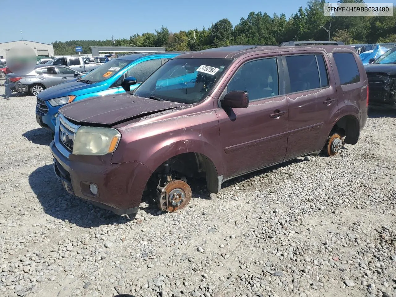 2011 Honda Pilot Exl VIN: 5FNYF4H59BB033480 Lot: 74562264