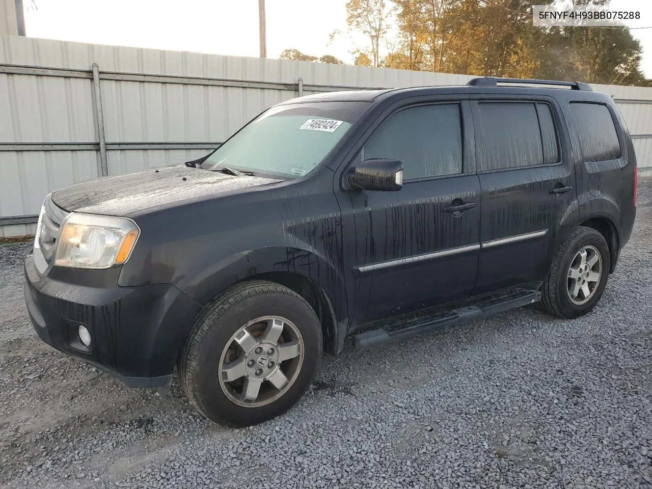 2011 Honda Pilot Touring VIN: 5FNYF4H93BB075288 Lot: 74692424