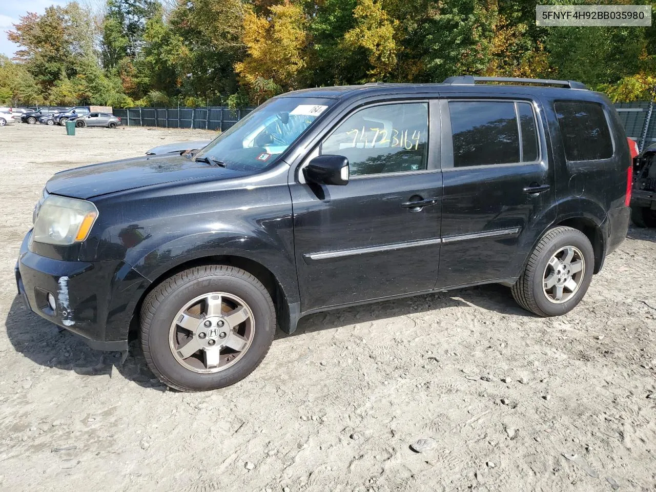 2011 Honda Pilot Touring VIN: 5FNYF4H92BB035980 Lot: 74723164