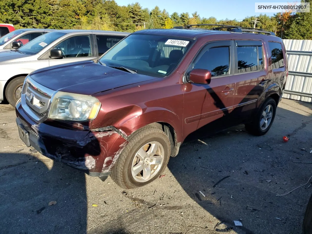 2011 Honda Pilot Exln VIN: 5FNYF4H70BB012907 Lot: 74971394