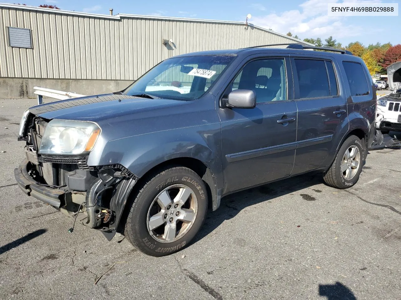 2011 Honda Pilot Exl VIN: 5FNYF4H69BB029888 Lot: 75475874