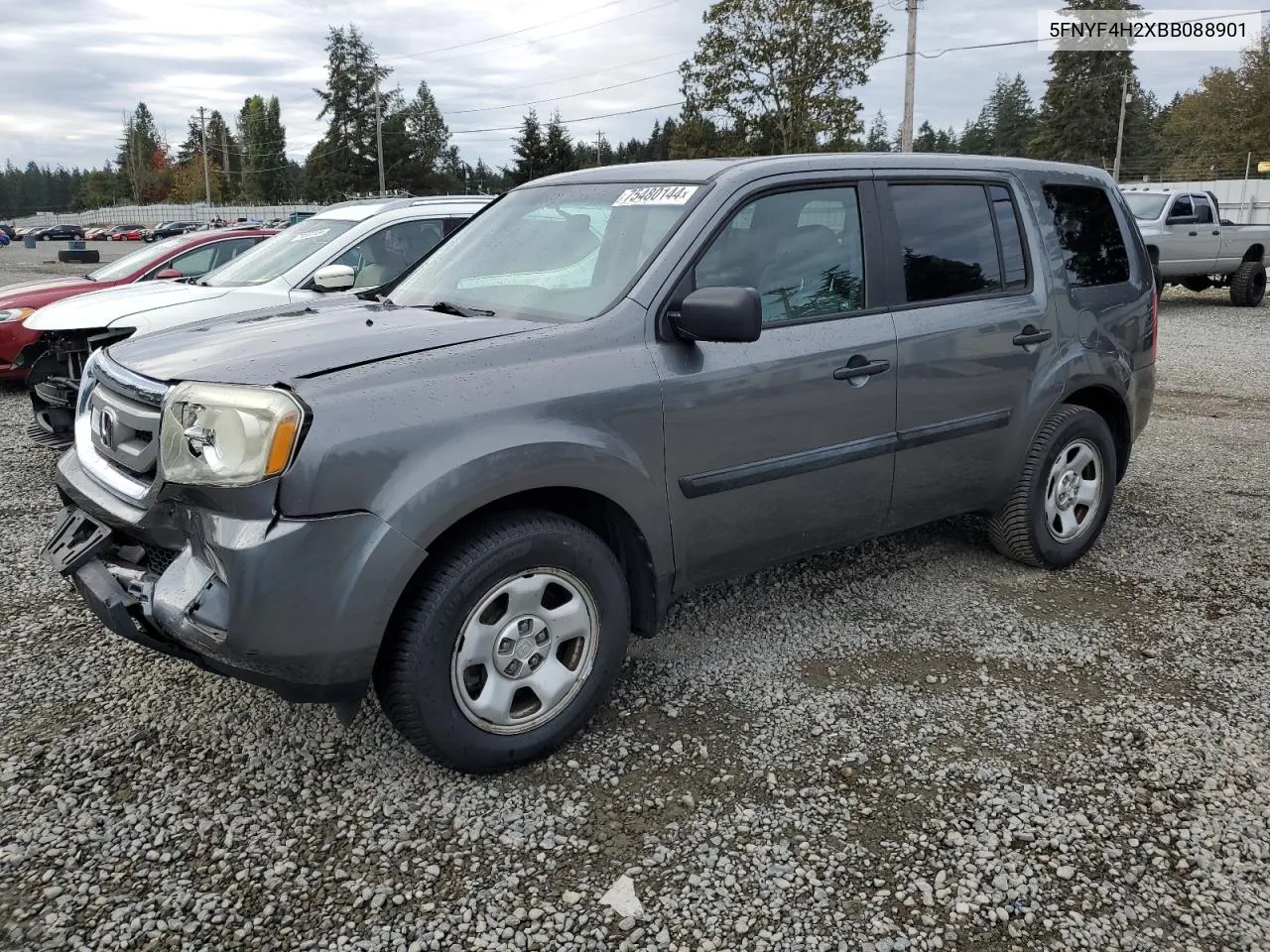 2011 Honda Pilot Lx VIN: 5FNYF4H2XBB088901 Lot: 75480144