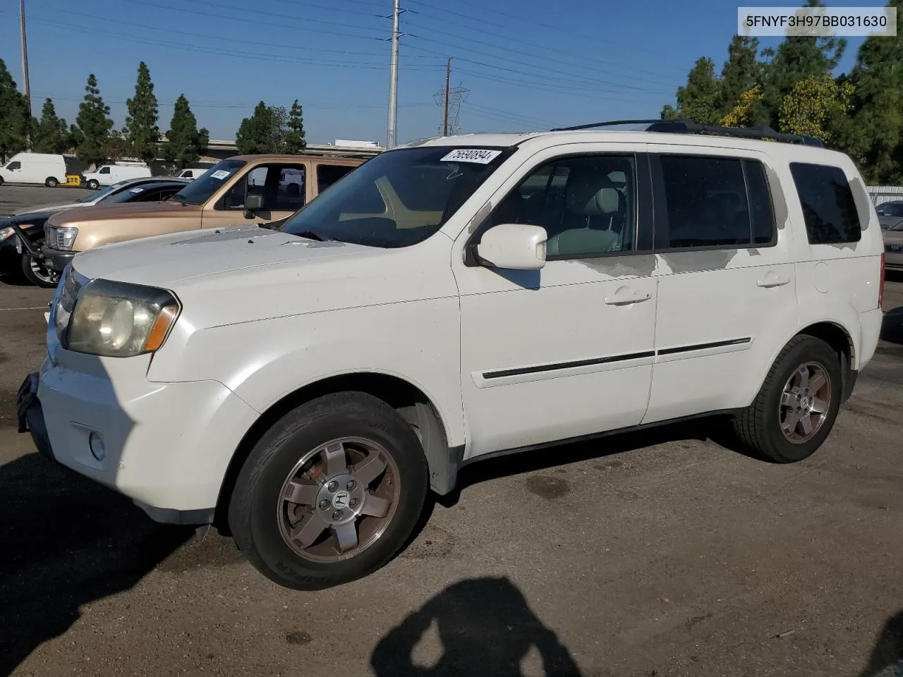 2011 Honda Pilot Touring VIN: 5FNYF3H97BB031630 Lot: 75690894