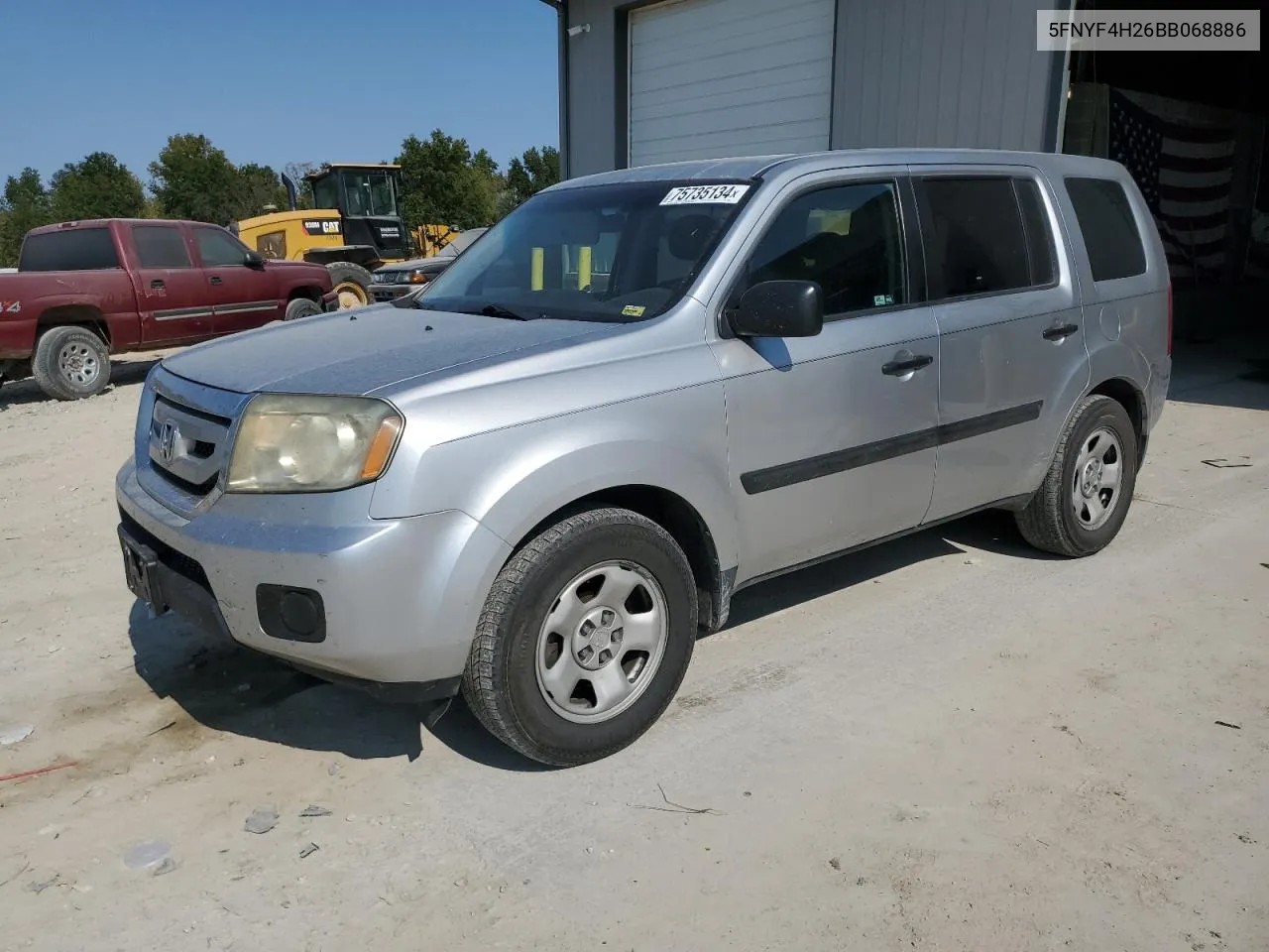 2011 Honda Pilot Lx VIN: 5FNYF4H26BB068886 Lot: 75735134