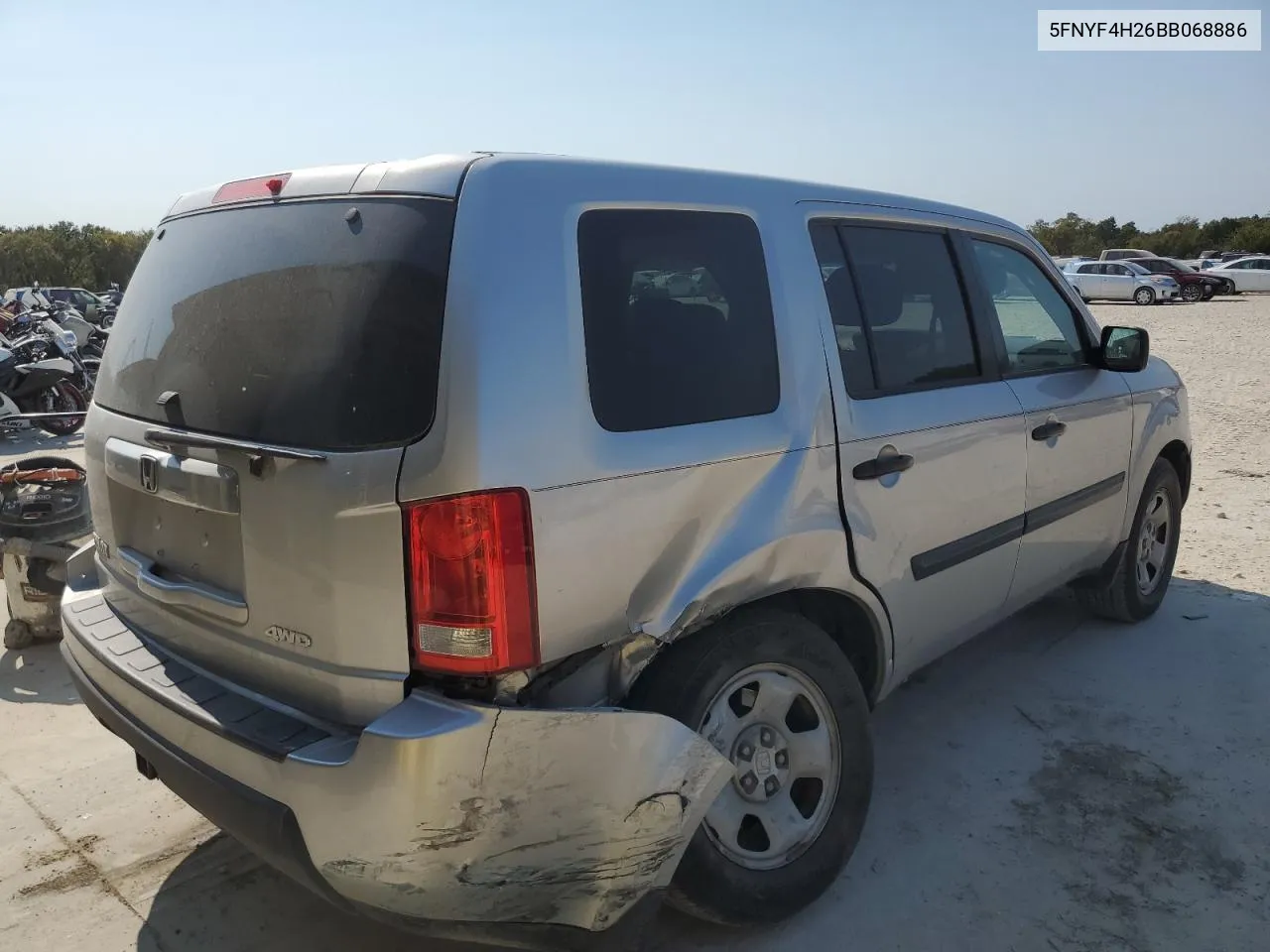 2011 Honda Pilot Lx VIN: 5FNYF4H26BB068886 Lot: 75735134