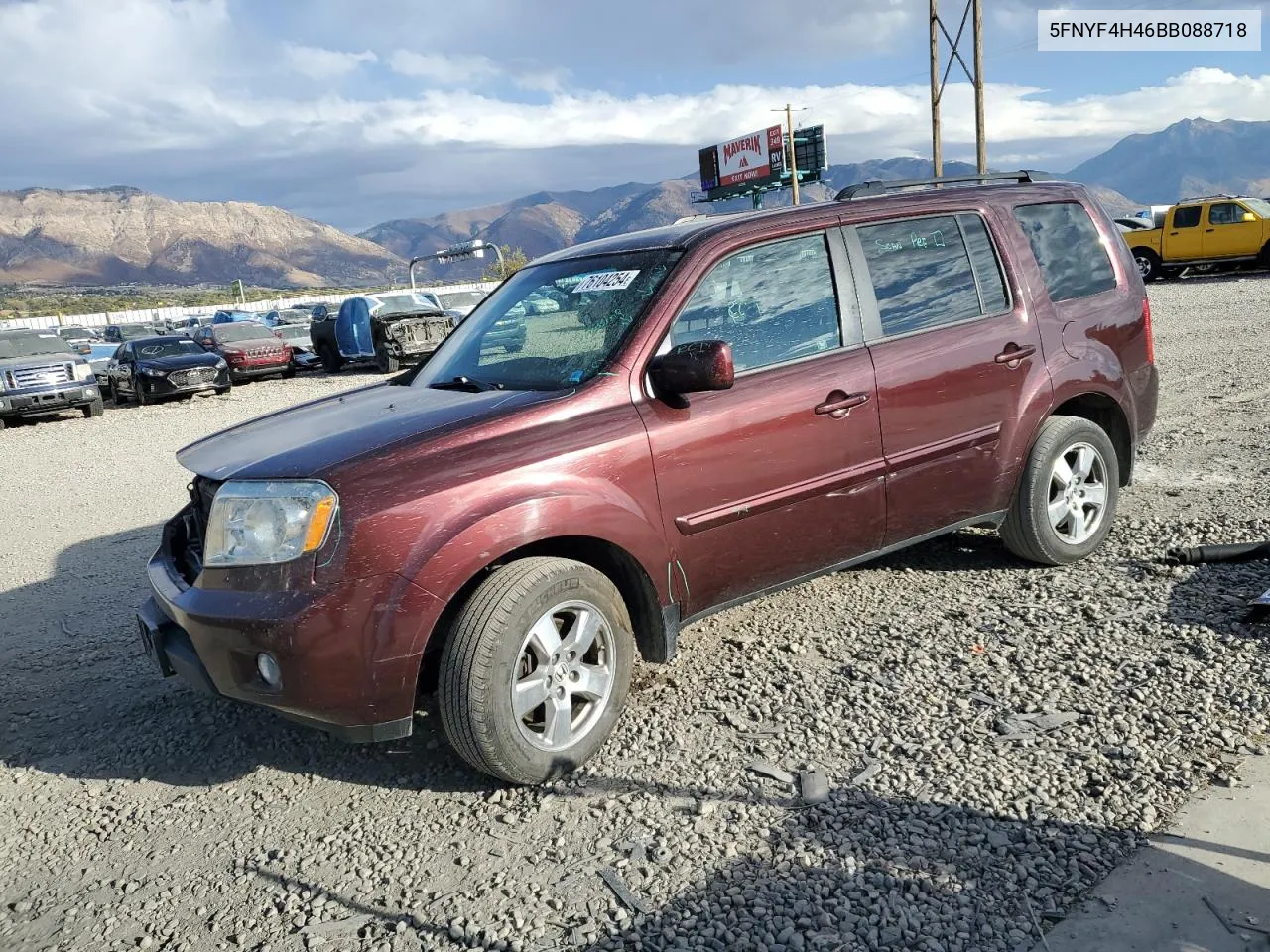 2011 Honda Pilot Ex VIN: 5FNYF4H46BB088718 Lot: 76104254