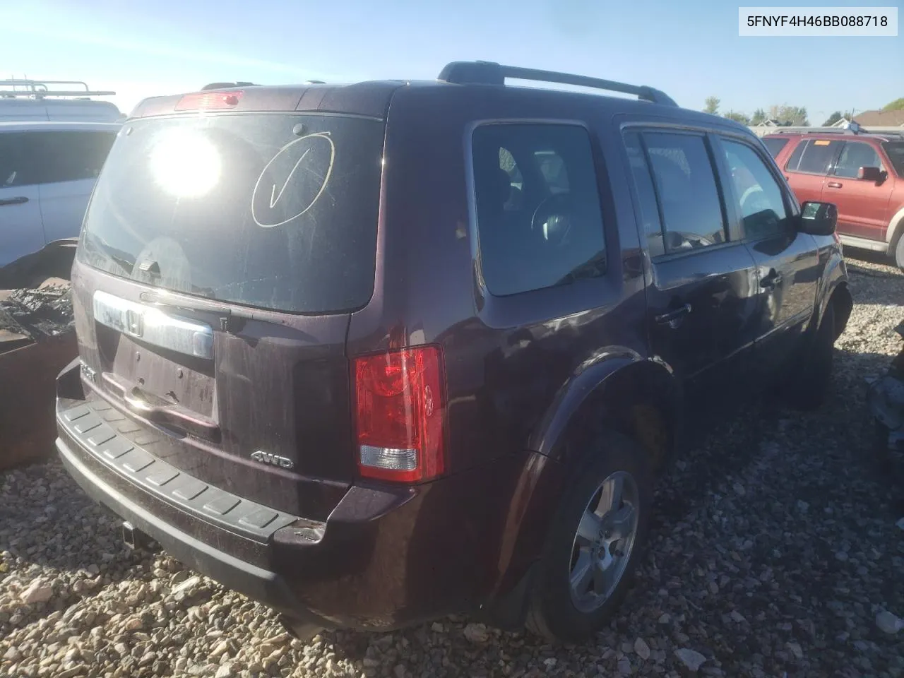 2011 Honda Pilot Ex VIN: 5FNYF4H46BB088718 Lot: 76104254