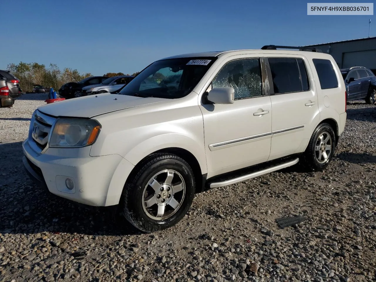 2011 Honda Pilot Touring VIN: 5FNYF4H9XBB036701 Lot: 76417774