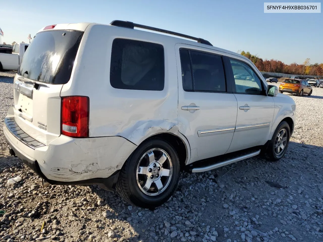 2011 Honda Pilot Touring VIN: 5FNYF4H9XBB036701 Lot: 76417774